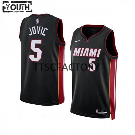 Kinder NBA Miami Heat Trikot Nikola Jovic 5 Nike 2022-23 Icon Edition Schwarz Swingman